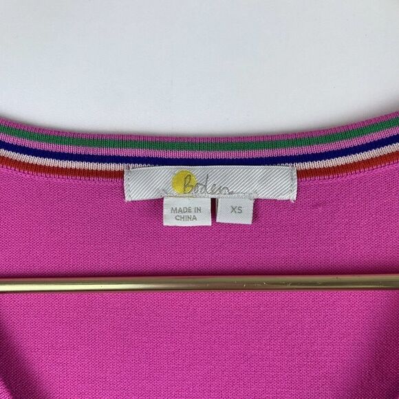 BODEN Cotton V-neck Jumper XS Highland Long Sleeve Knitwear Candy Pink - Picture 7 of 10
